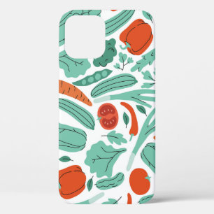 Cute Cartoon Food: Vibrant Vegetables Pattern iPhone 12 Case