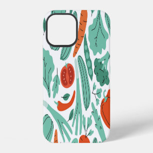 Cute Cartoon Food: Vibrant Vegetables Pattern iPhone 12 Case
