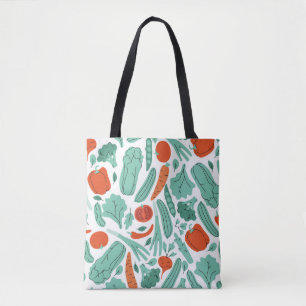 Cute Cartoon Food: Vibrant Vegetables Pattern Tote Bag