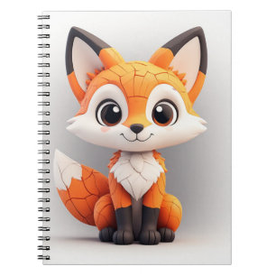 Cute Cartoon Fox 3D Toy Mascot Sitting And Smiling Notebook