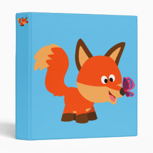Cute Cartoon Fox And Butterfly Binder