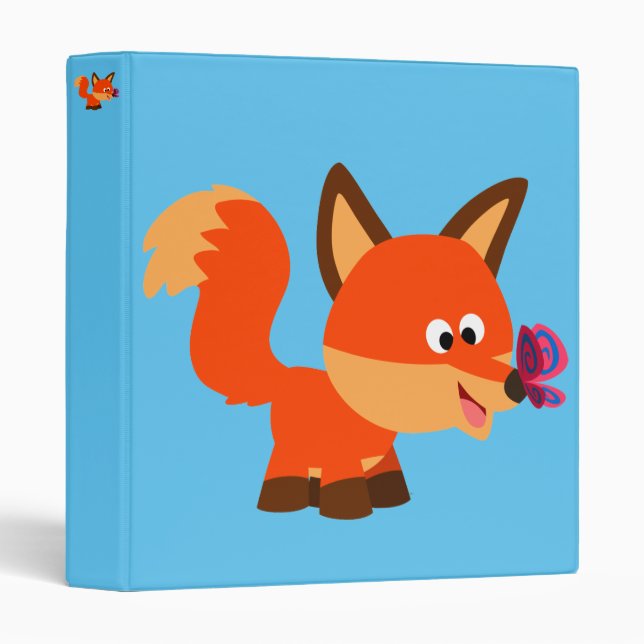 Cute Cartoon Fox And Butterfly Binder (Front/Spine)
