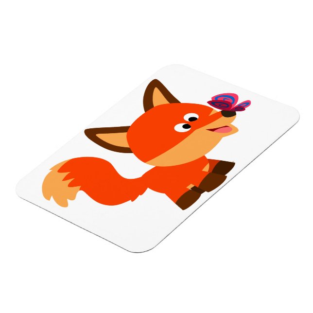 Cute Cartoon Fox  And Butterfly Flexible Magnet (Left Side)