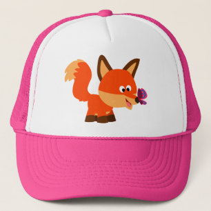 Cute Cartoon Fox  And Butterfly Hat