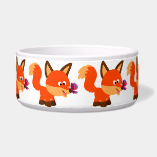 Cute Cartoon Fox  And Butterfly Pet Bowl