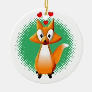 Cute Cartoon Fox Animal Ceramic Ornament