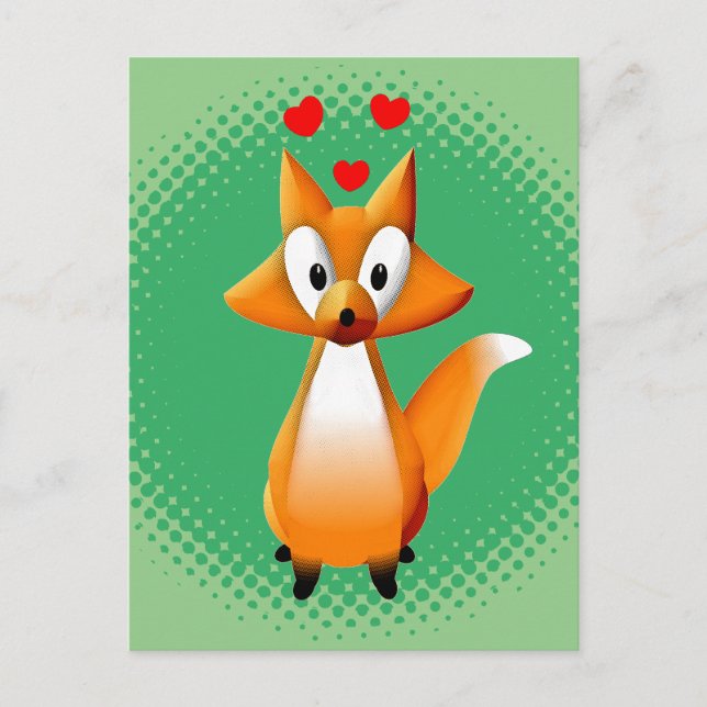 Cute Cartoon Fox Animal Postcard (Front)