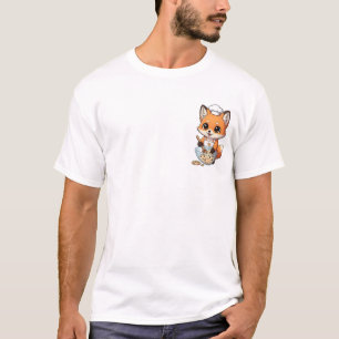 Cute Cartoon Fox Chef Baking Chocolate Chip Cookie T-Shirt