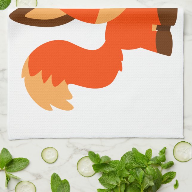 Cute Cartoon Fox Et Papillon serviette de cuisine (Plié)