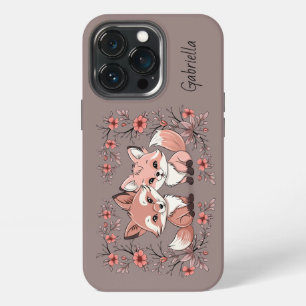 Cute Cartoon Fox Lovers Heart Valentine’s Day iPhone 13 Pro Case