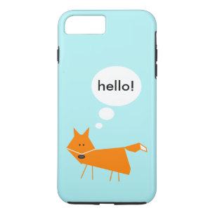 Cute cartoon fox on blue background saying hello Case-Mate iPhone case