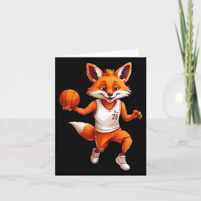 Cute Cartoon Fox Playing Basball Card (Front)