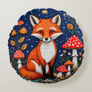Cute cartoon fox round pillow