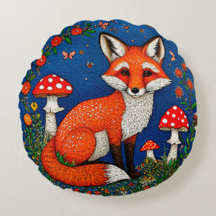 Cute cartoon fox round pillow