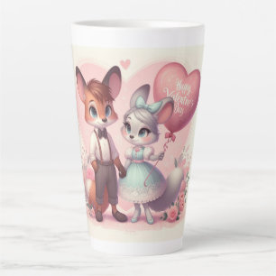 Cute cartoon foxes Valentine's day Latte Mug