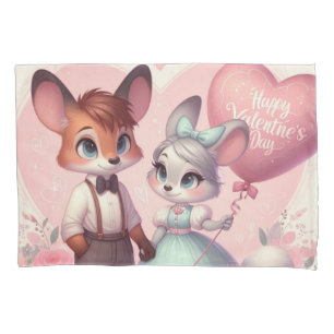 Cute cartoon foxes Valentine's day Pillowcase