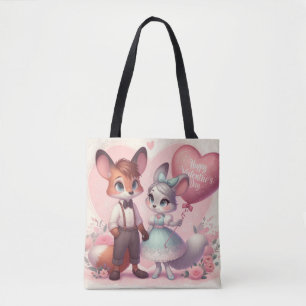 Cute cartoon foxes Valentine's day Tote Bag