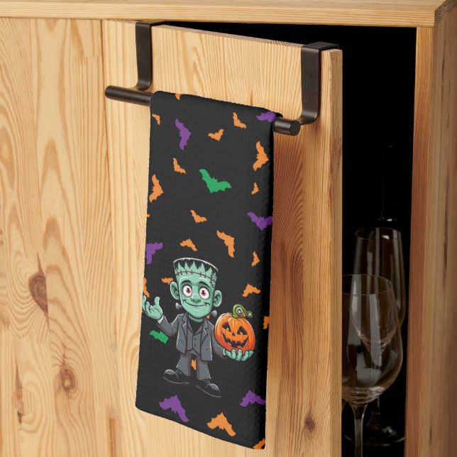 Cute, cartoon Frankenstein's monster Kitchen Towel (Thirds Fold)