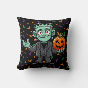 Cute, cartoon Frankenstein's monster Throw Pillow