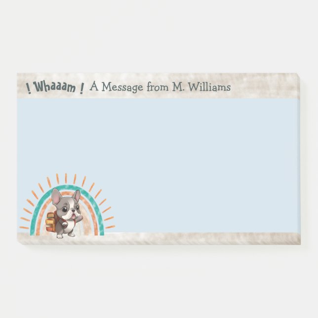 Cute Cartoon French Bulldog Back to School rainbow Post-it Notes (Front)