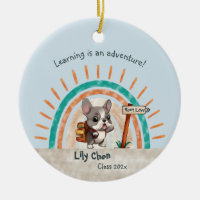 Cute Cartoon French Bulldog Back to School student