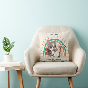 Cute Cartoon French Bulldog Back to School student Throw Pillow