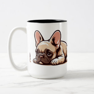 Cute Cartoon French Bulldog Two-Tone Coffee Mug