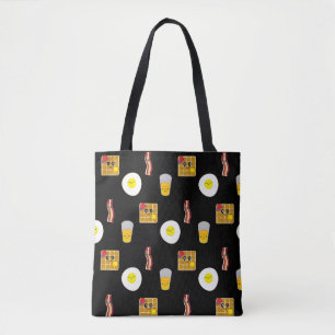 Cute Cartoon Fried Egg, Bacon and Waffles Tote Bag