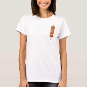 Cute Cartoon Fried Food Skewer with Happy Kawaii T-Shirt