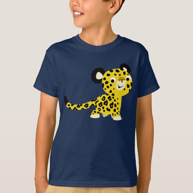 Cute Cartoon Friendly Leopard Children T-Shirt (Front)