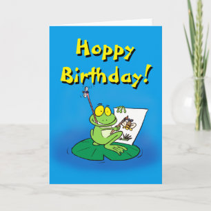 Cute cartoon frog birthday card