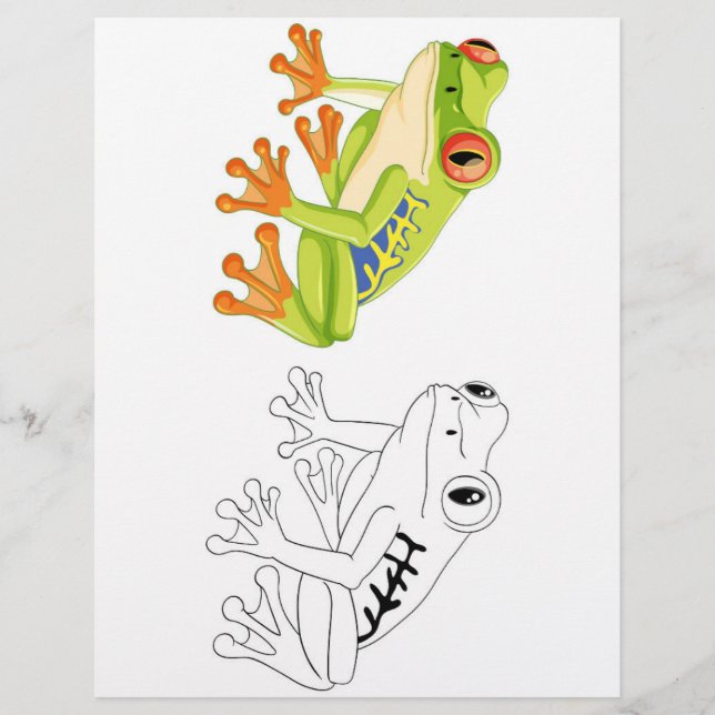 Cute Cartoon frog colouring page (Front)