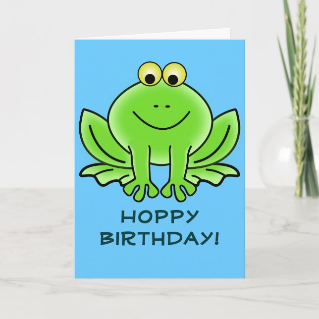 Cute Cartoon Frog Hoppy Birthday Funny Greeting Card (Front)