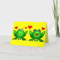 Cute Cartoon Frogs Hearts Bright Cheerful Colourfu