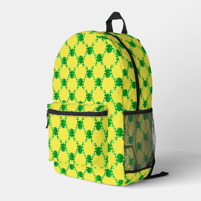 Cute Cartoon Frogs Printed Backpack (Back Corner Right)