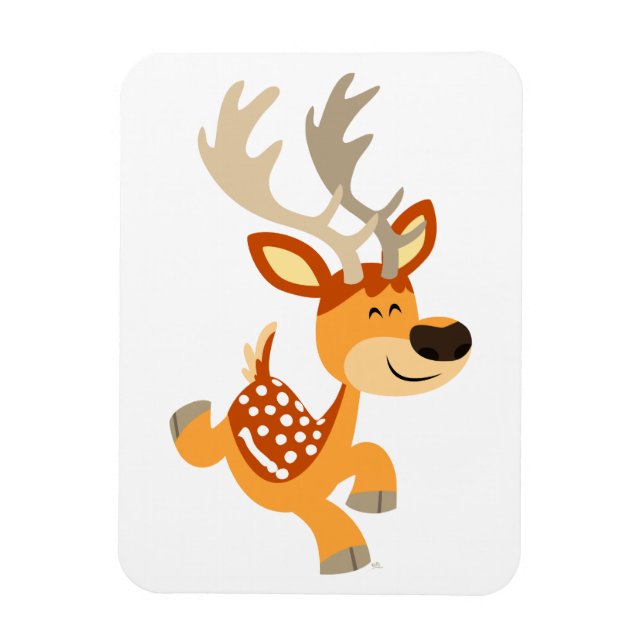 Cute Cartoon Gamboling Fallow Deer Premium Magnet (Vertical)