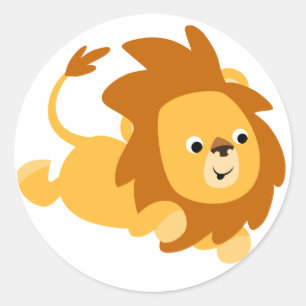 Cute Cartoon Gamboling Lion Sticker