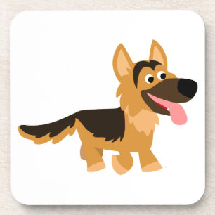 Cute Cartoon German Shepherd Dog Coasters Set