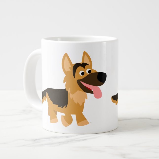 Cute Cartoon German Shepherd Dog Jumbo Mug (Front Left)