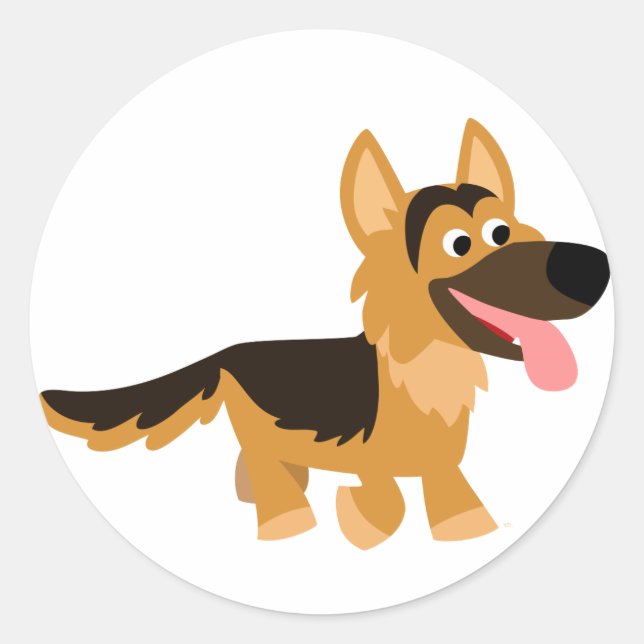 Cute Cartoon German Shepherd Dog Sticker (Front)