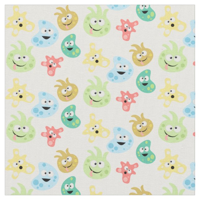 Cute Cartoon Germs Viruses Bacteria Microbe Fabric (Close Up)