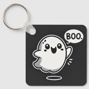Cute Cartoon Ghost Saying Boo Keychain