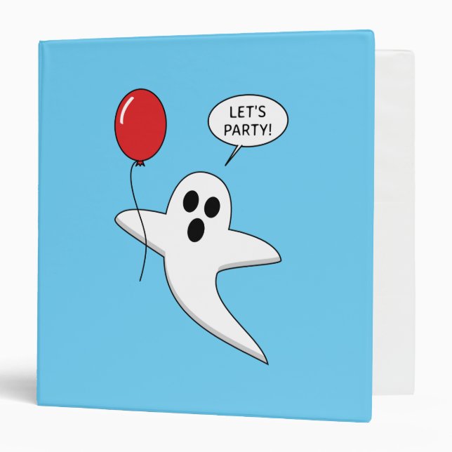 Cute Cartoon Ghost with Red Balloon Binder (Front/Inside)