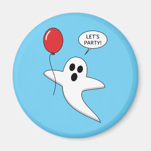 Cute Cartoon Ghost with Red Balloon Magnet