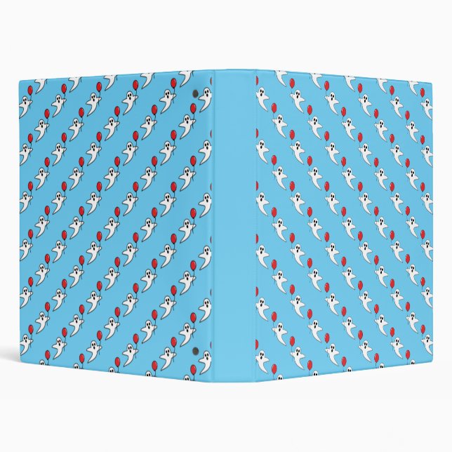 Cute Cartoon Ghost with Red Balloon Pattern Binder (Background)