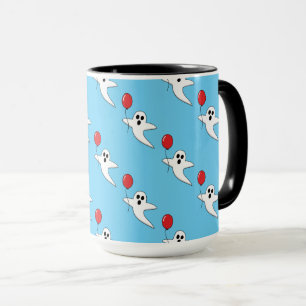 Cute Cartoon Ghost with Red Balloon Pattern Mug