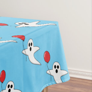 Cute Cartoon Ghost with Red Balloon Pattern Tablecloth