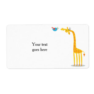 Cute cartoon giraffe and bird