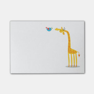 Cute cartoon giraffe and bird post-it notes