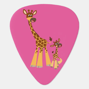 Cute Cartoon Giraffe And Calf Guitar Pick